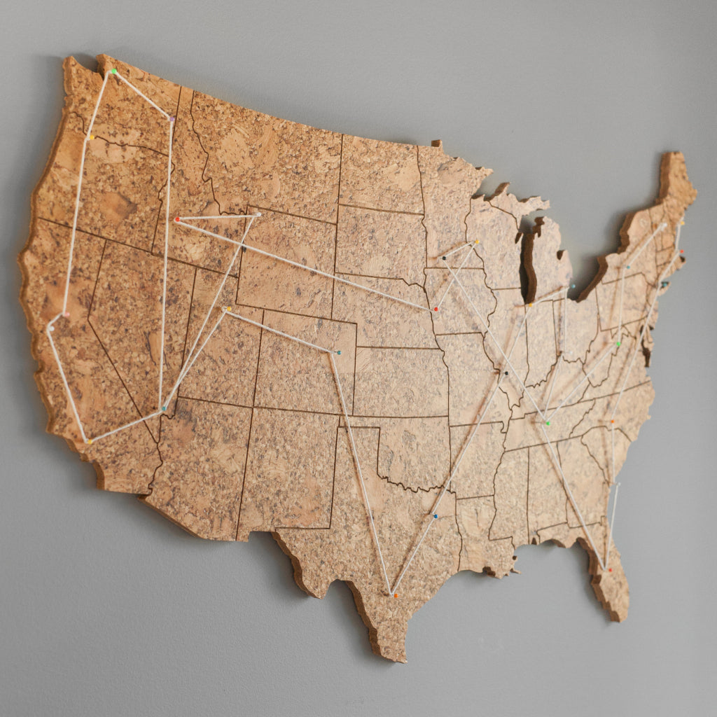 GEO 101 Design - Cork Map of the United States - Large Size, Wall Decor - GEO 101 DESIGN