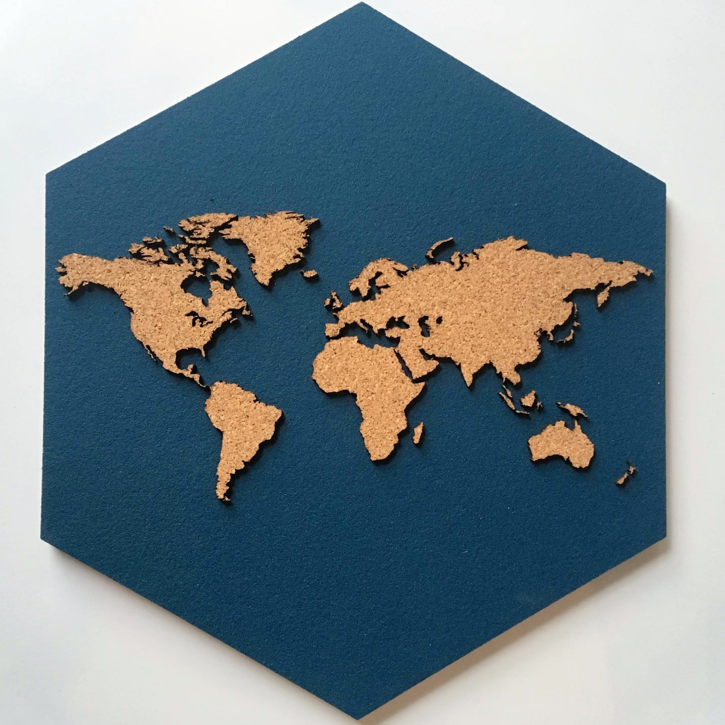 GEO 101 Design - Cork Hexagon World Map - Highly Detailed, Wall Decor - GEO 101 DESIGN