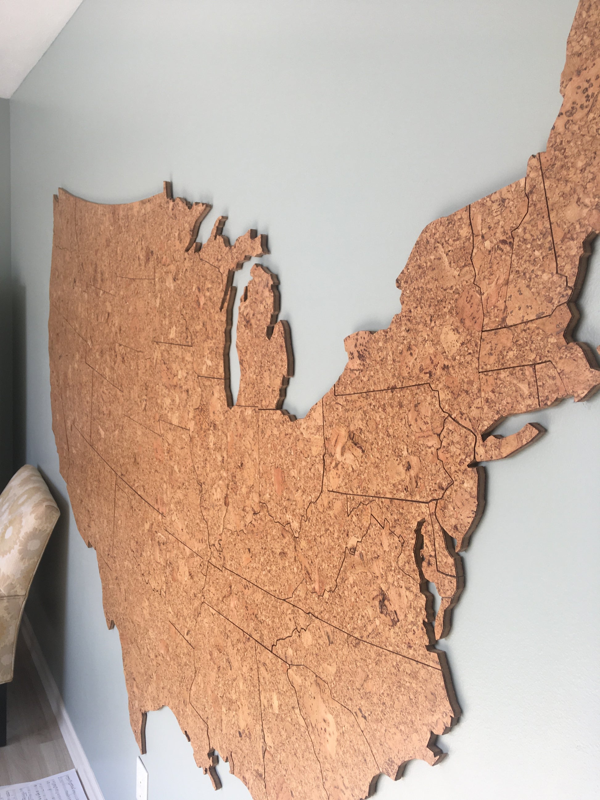 Giant Cork Wall Map of the United States - 8 Foot Wide, Wall Decor - GEO 101 DESIGN