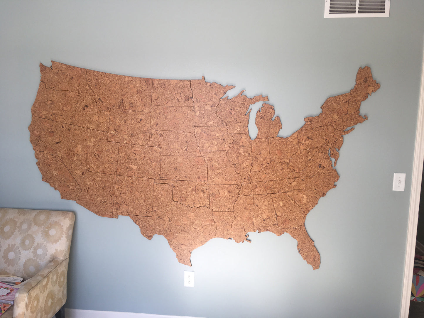 Giant Cork Wall Map of the United States - 8 Foot Wide, Wall Decor - GEO 101 DESIGN