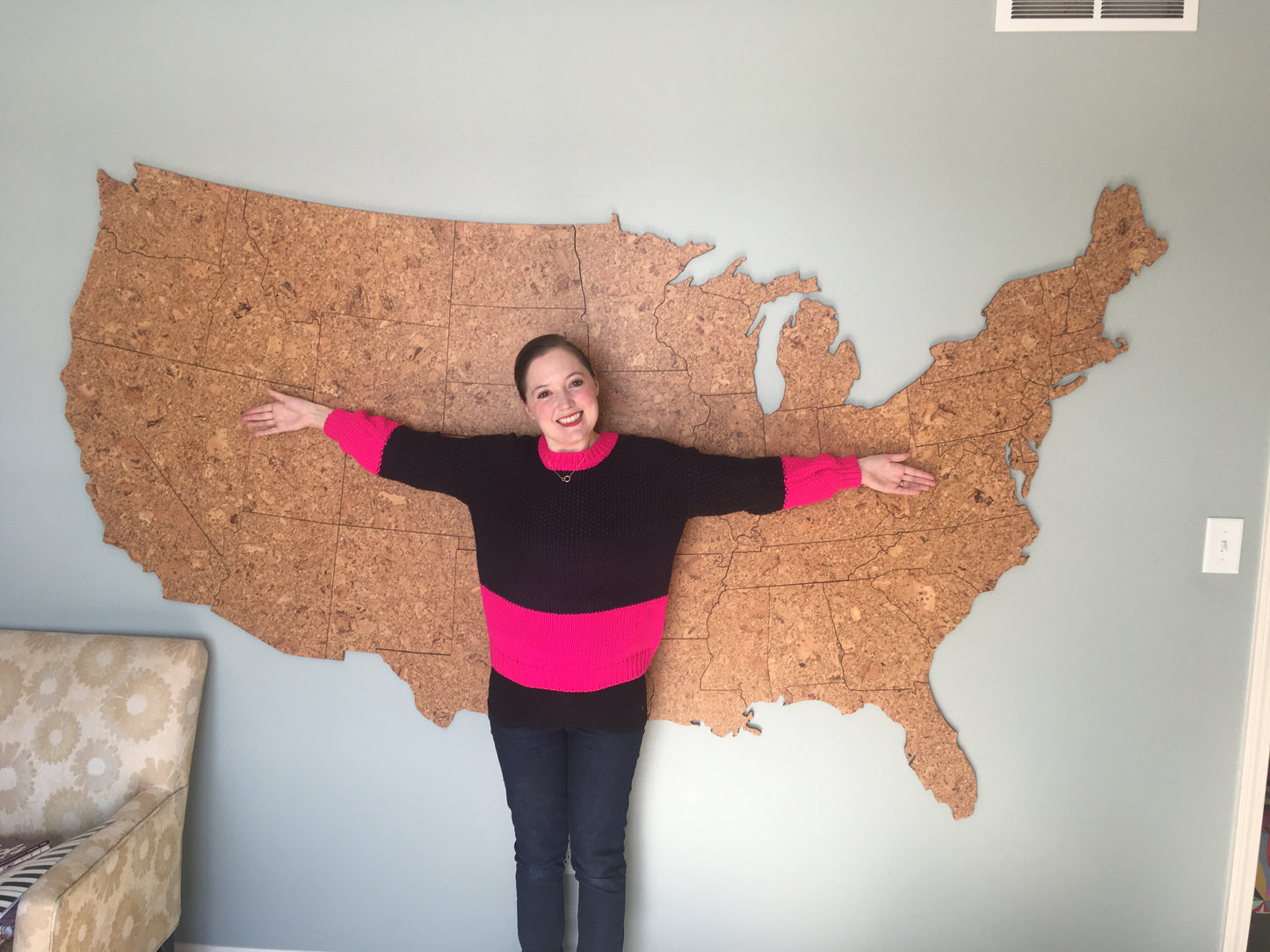 Giant Cork Wall Map of the United States - 8 Foot Wide, Wall Decor - GEO 101 DESIGN