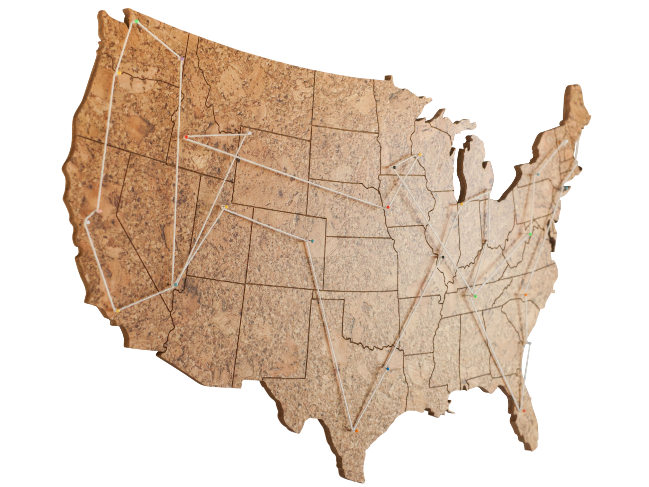 GEO 101 Design - Cork Map of the United States - Large Size, Wall Decor - GEO 101 DESIGN