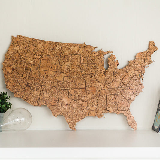 GEO 101 Design - Cork Map of the United States - Large Size, Wall Decor - GEO 101 DESIGN